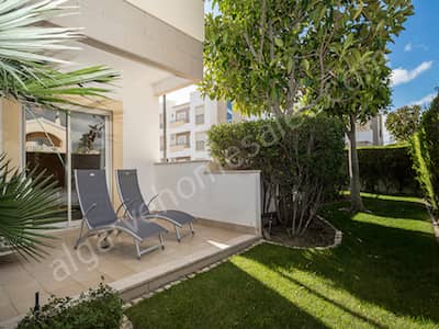 apartment garden with two loungers on the terrace