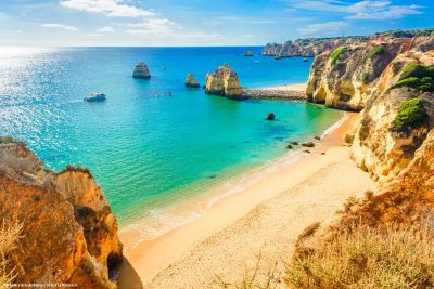 Algarve beach with rock formations