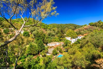 Aerial view of property and pool in Monchique