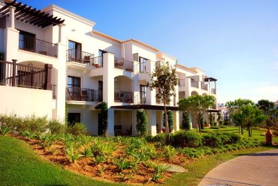 Apartments overlooking garden and pathway